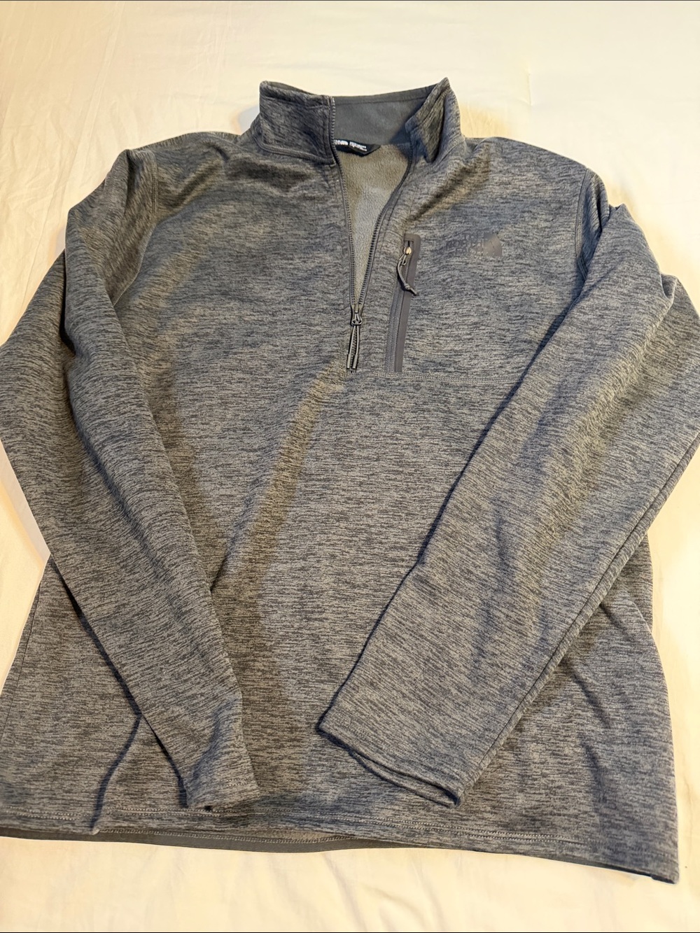 The North Face Men's Heathered Gray Quarter-Zip Fleece Lined Pullover